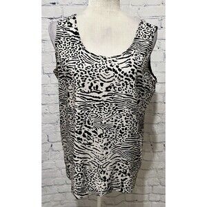 Chico's Black & White Zebra/Leopard Print Stretchy Tank Top Women's Size 3/XL/16